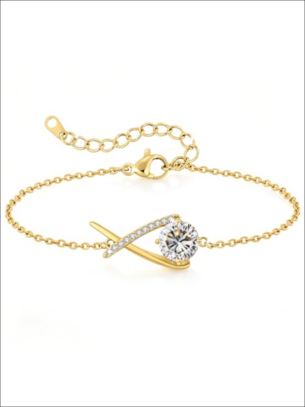 2CT Moissanite Infinity Bracelet Gold Plated Stainless Steel Lobster Claw